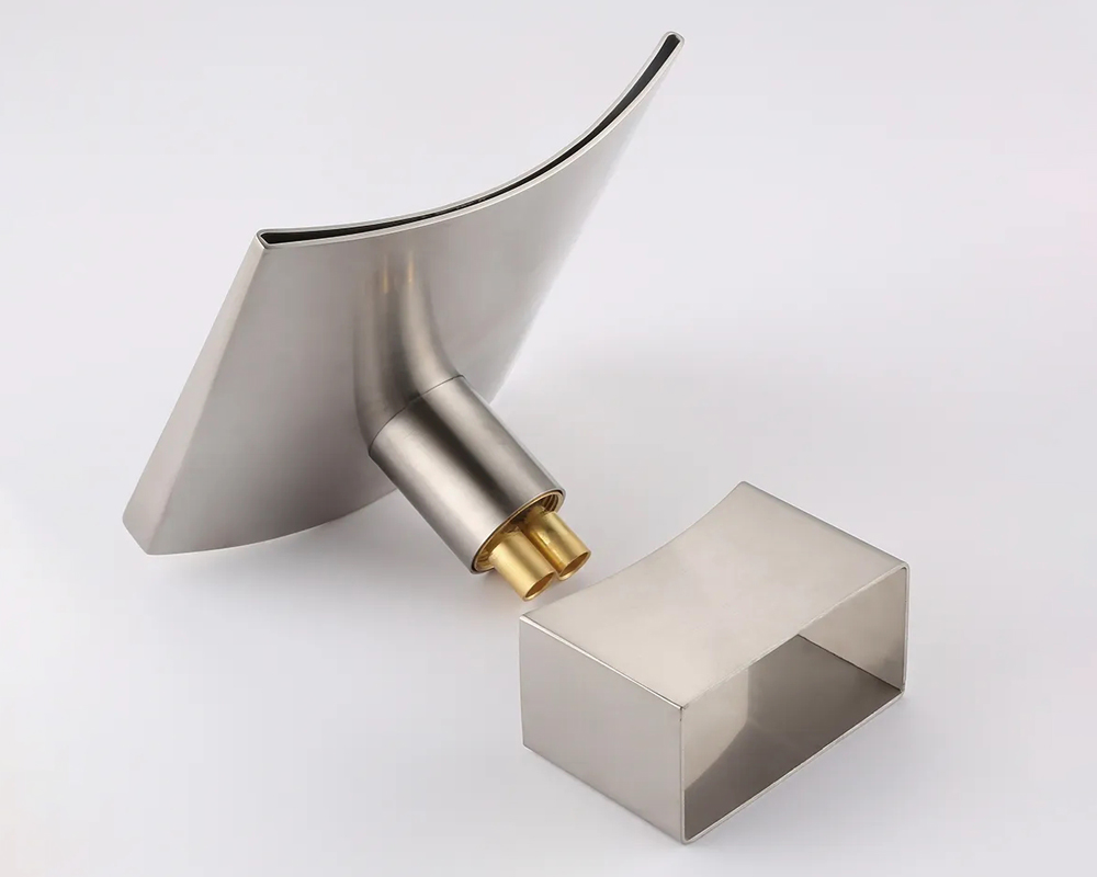 HMR Grop Series Waterfall Widespread Bathroom Sink Faucet Double Handle - Brushed Nickel