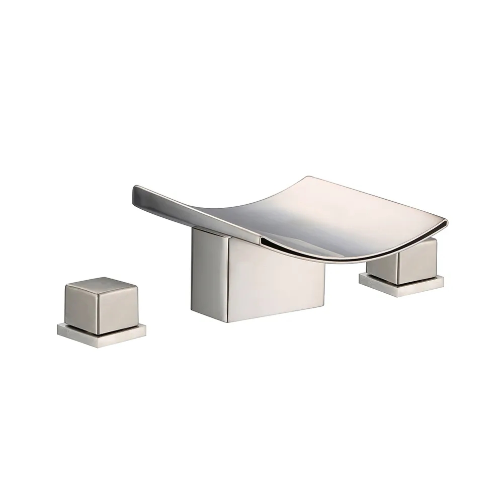 HMR Grop Series Waterfall Widespread Bathroom Sink Faucet Double Handle - Brushed Nickel