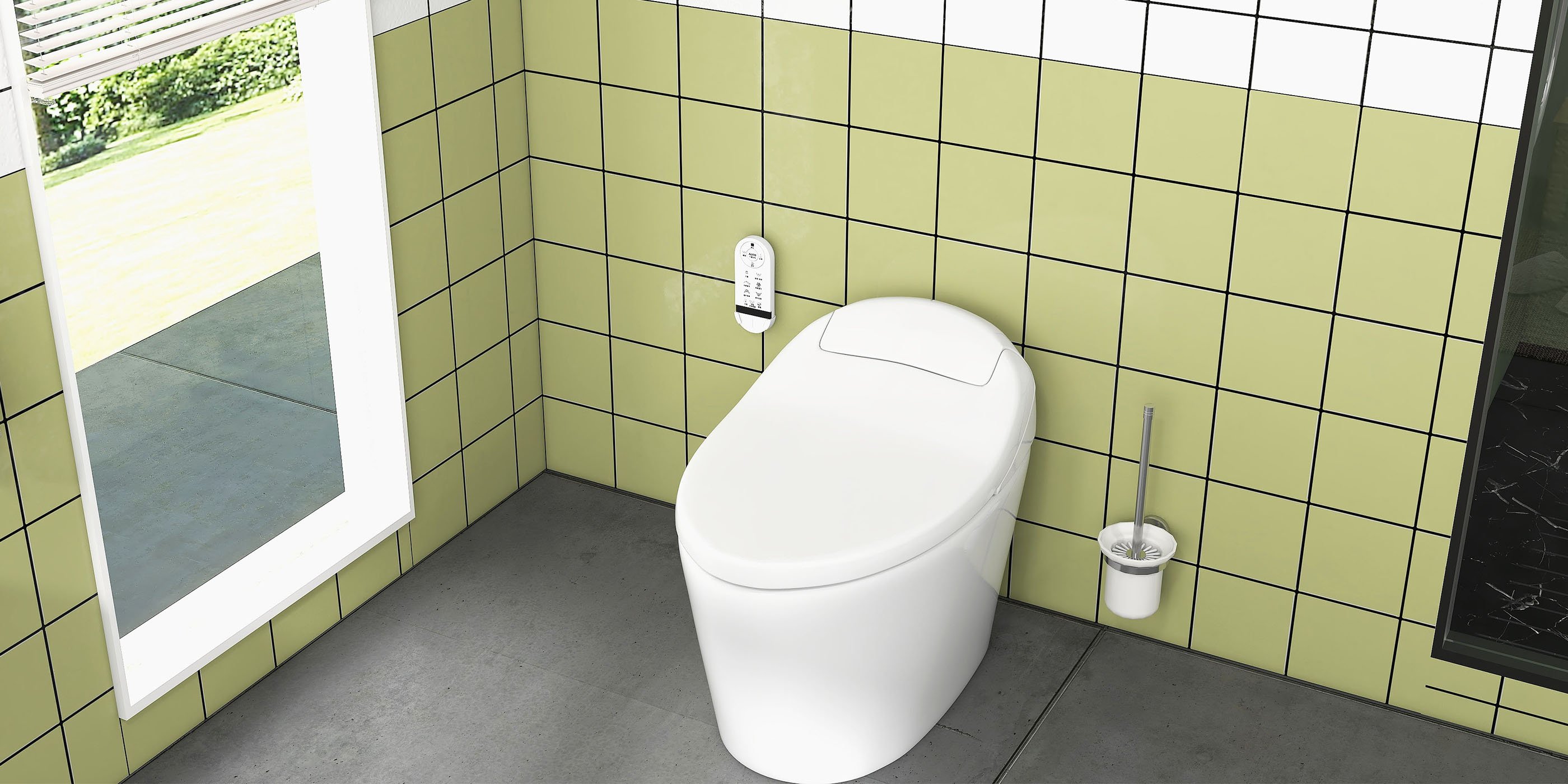 HMR - Modern Smart One-Piece Toilet and Bidet Foot Induction and Automatic Flushing in White