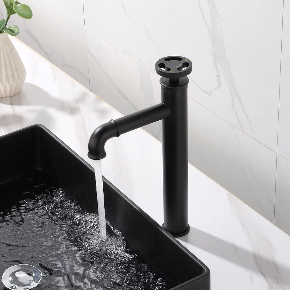 HMR - Ruth Vessel Sink Faucet Single Handle in Matte Black, Brass