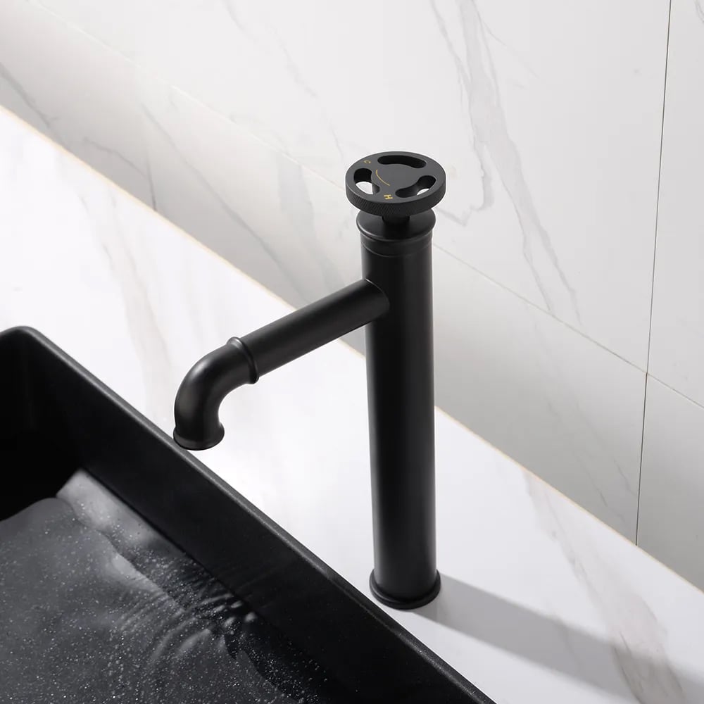 HMR - Ruth Vessel Sink Faucet Single Handle in Matte Black, Brass