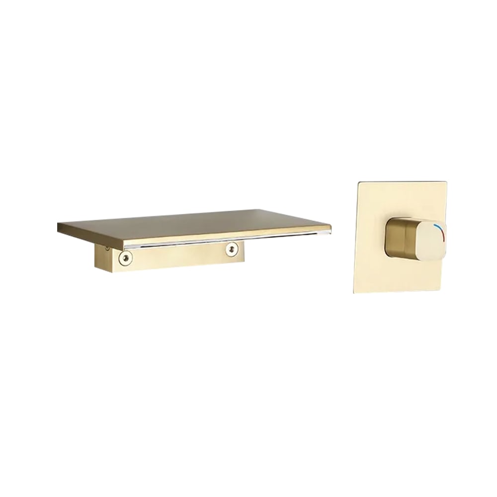 HMR Waterfall Wall Mount Bathroom Sink Faucet Single Knob - Brushed Gold