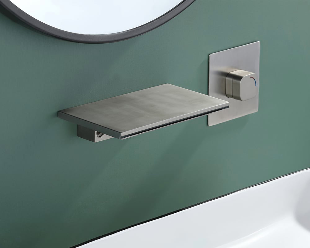 HMR Waterfall Wall Mount Bathroom Sink Faucet Single Knob - Brushed Nickel
