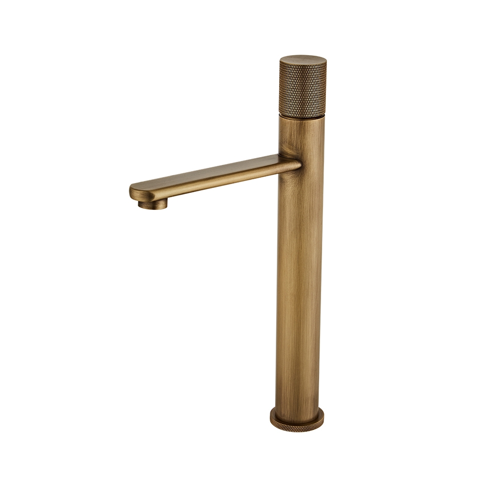 HMR - Single Hole Sink Faucet with Single Knob in Brass