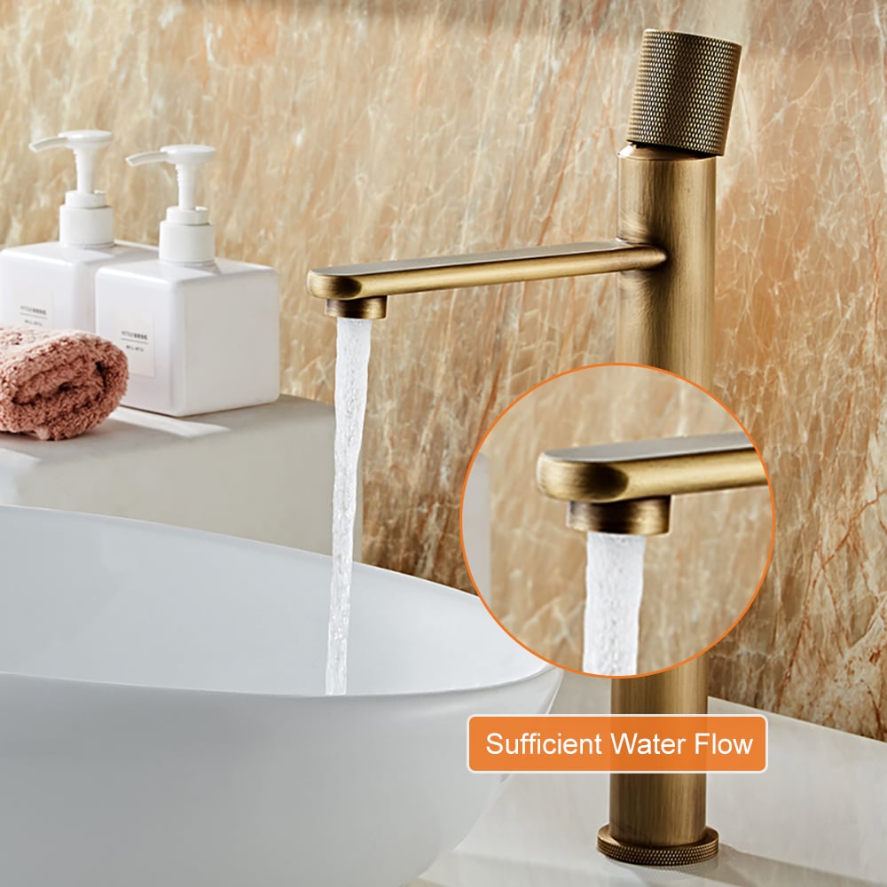 HMR - Single Hole Sink Faucet with Single Knob in Brass