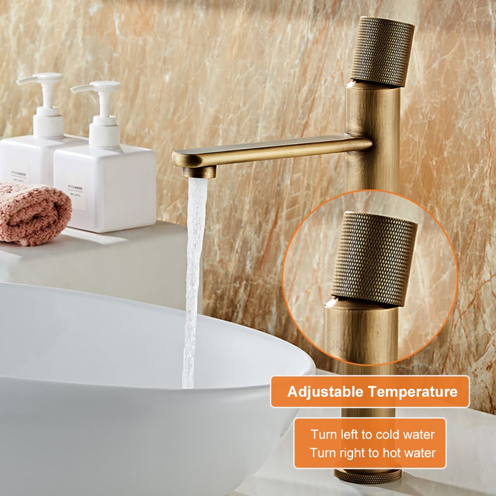 HMR - Single Hole Sink Faucet with Single Knob in Brass