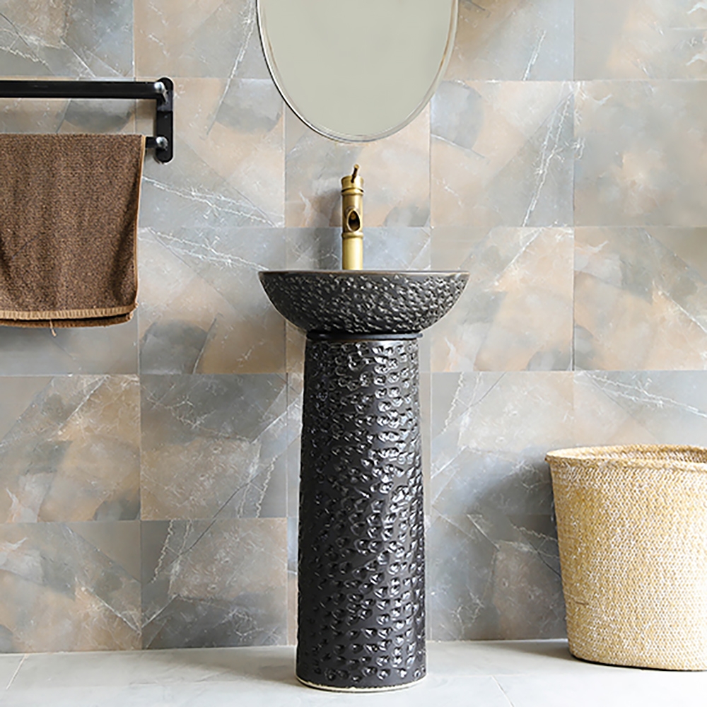 HMR - Pedestal Sink Gaolin Wash Sink in Black