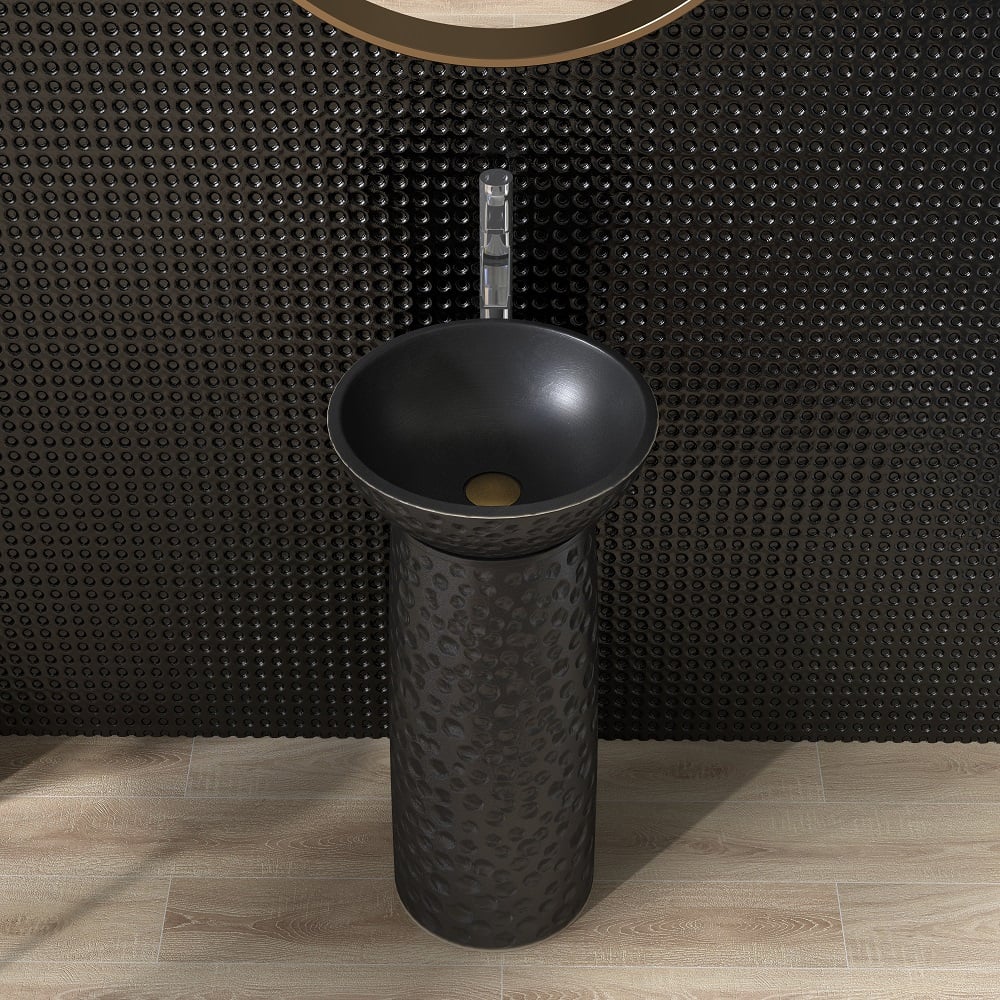 HMR - Pedestal Sink Gaolin Wash Sink in Black