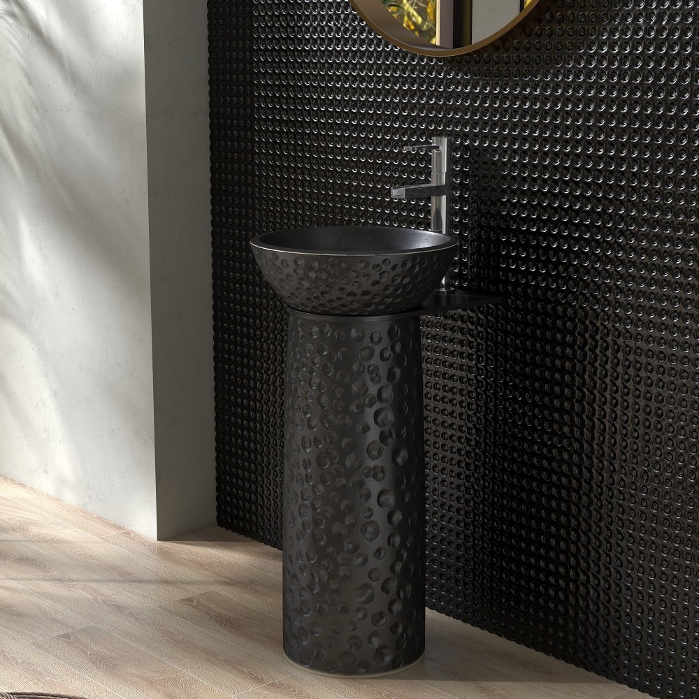 HMR - Pedestal Sink Gaolin Wash Sink in Black
