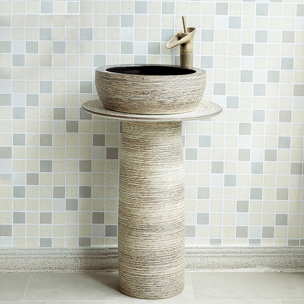 HMR - Pedestal Sink Wash Sink Outdoor and Indoor in Kaolin Clay
