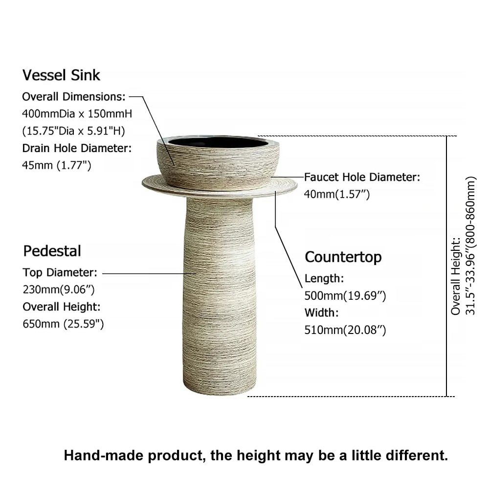 HMR - Pedestal Sink Wash Sink Outdoor and Indoor in Kaolin Clay