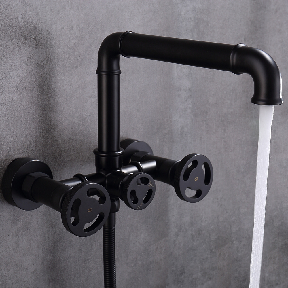 HMR - Ruth Wall Mounted Filler Faucet with Hand Shower in Brass