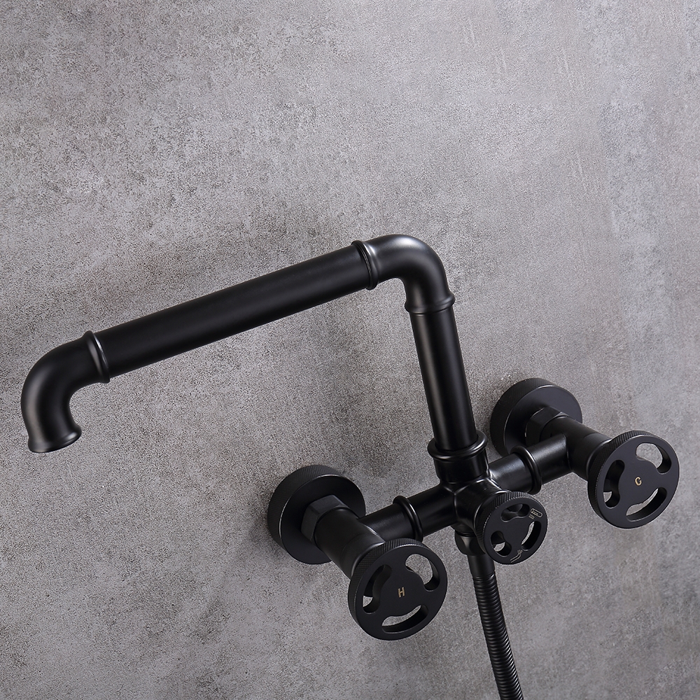 HMR - Ruth Wall Mounted Filler Faucet with Hand Shower in Brass