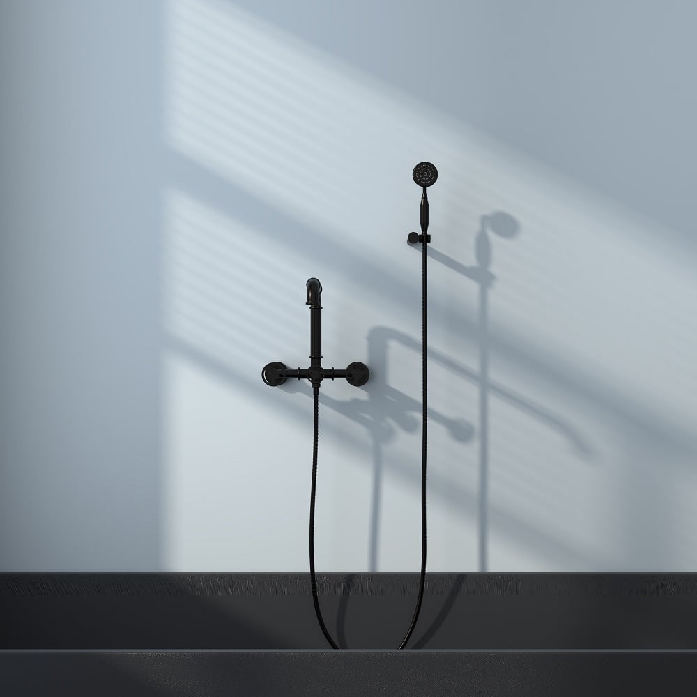 HMR - Ruth Wall Mounted Filler Faucet with Hand Shower in Brass