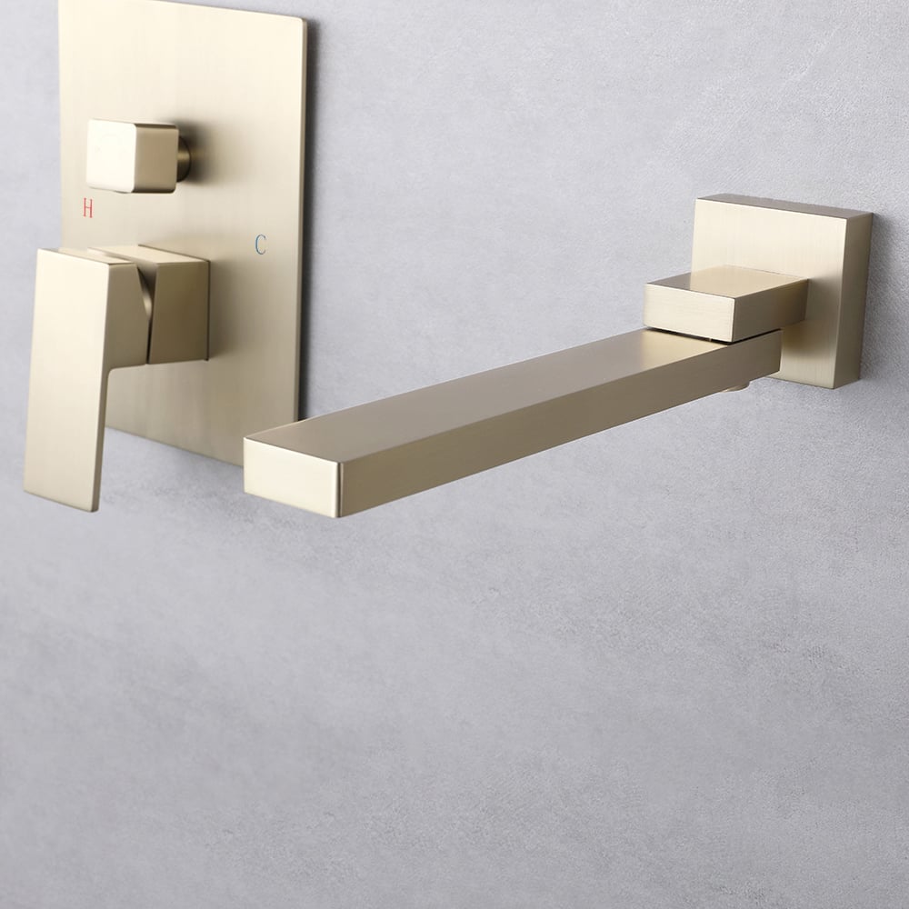 HMR - Wall Mounted Swirling Faucet with Hand Shower in Brushed Gold