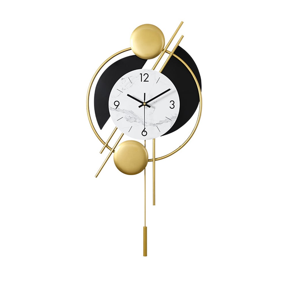 HMR - Distinctive Metal Wall Clock with Pendulum in Gold