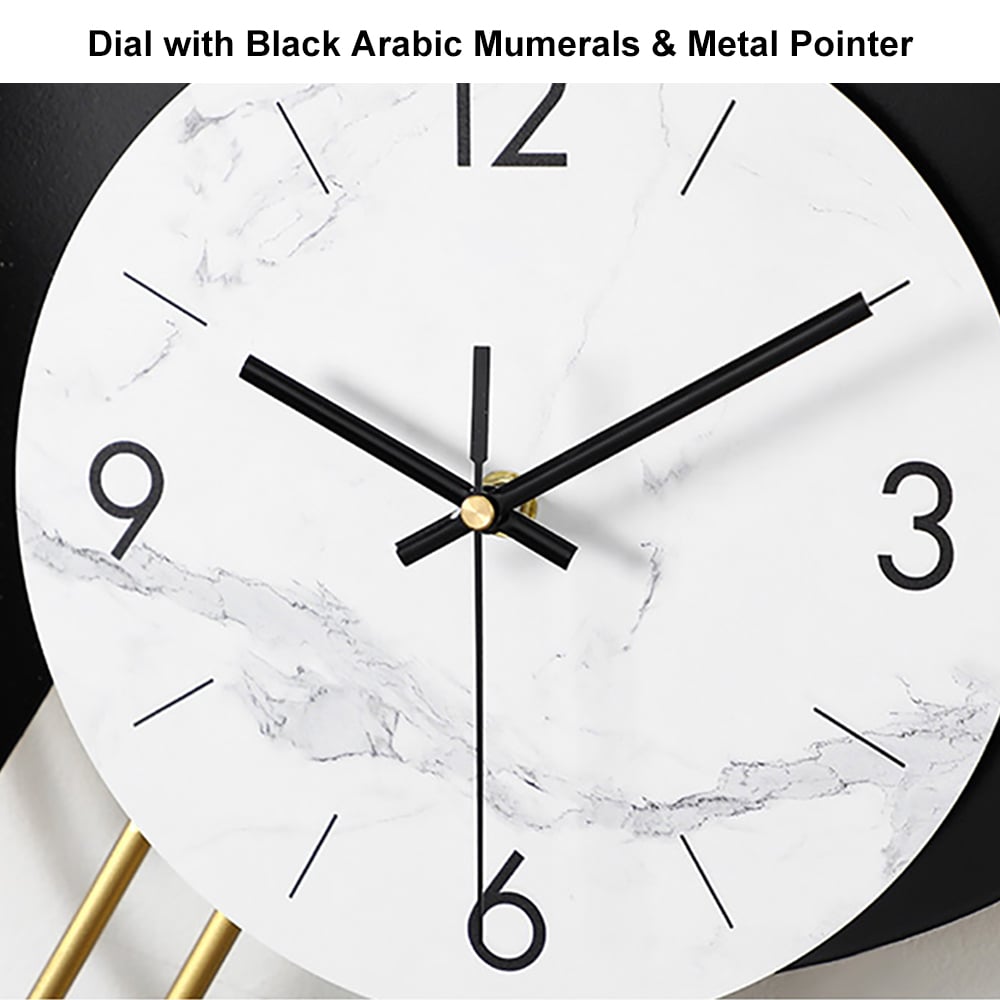 HMR - Distinctive Metal Wall Clock with Pendulum in Gold