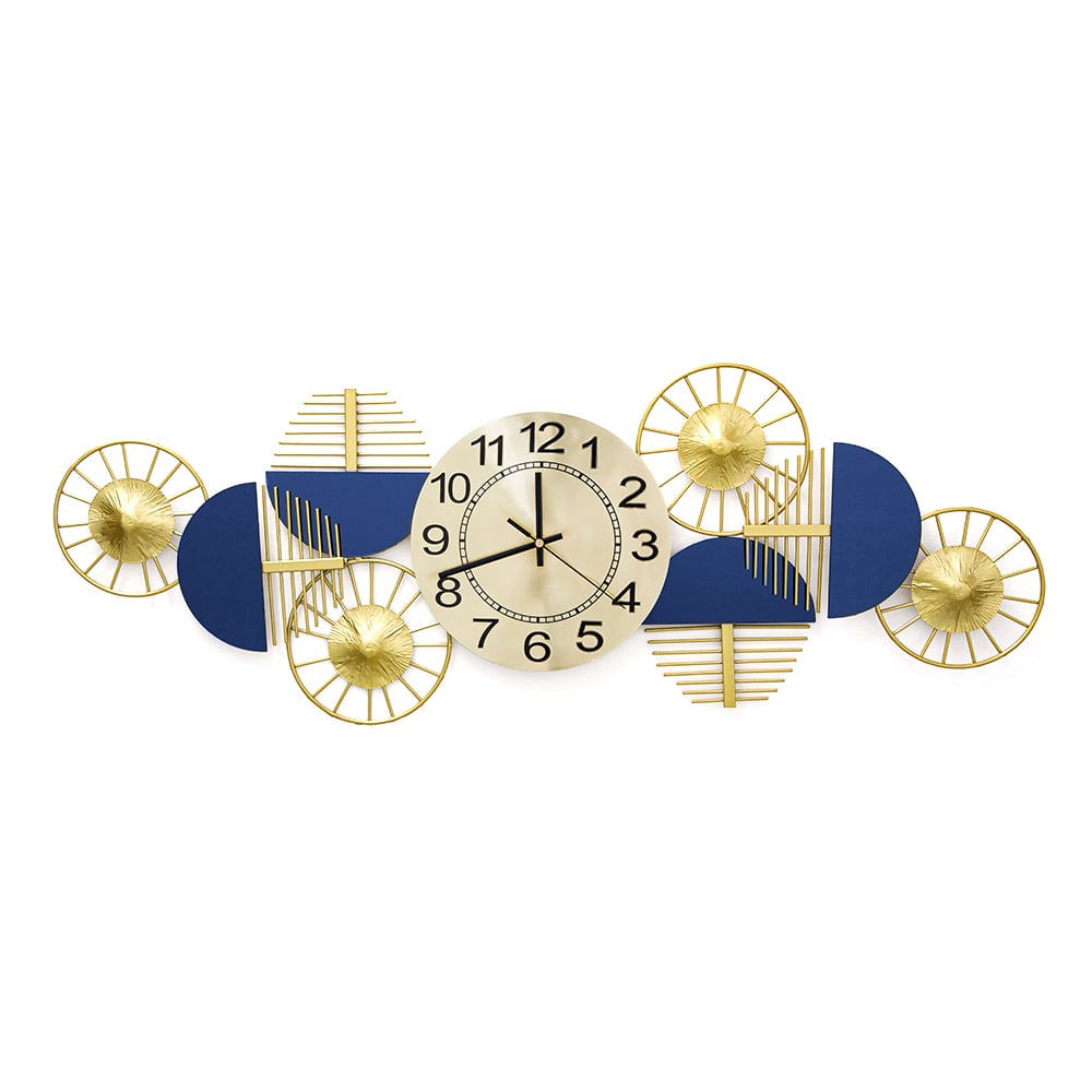 HMR Luxury Wall Clock Decor - Blue/Gold, Style C