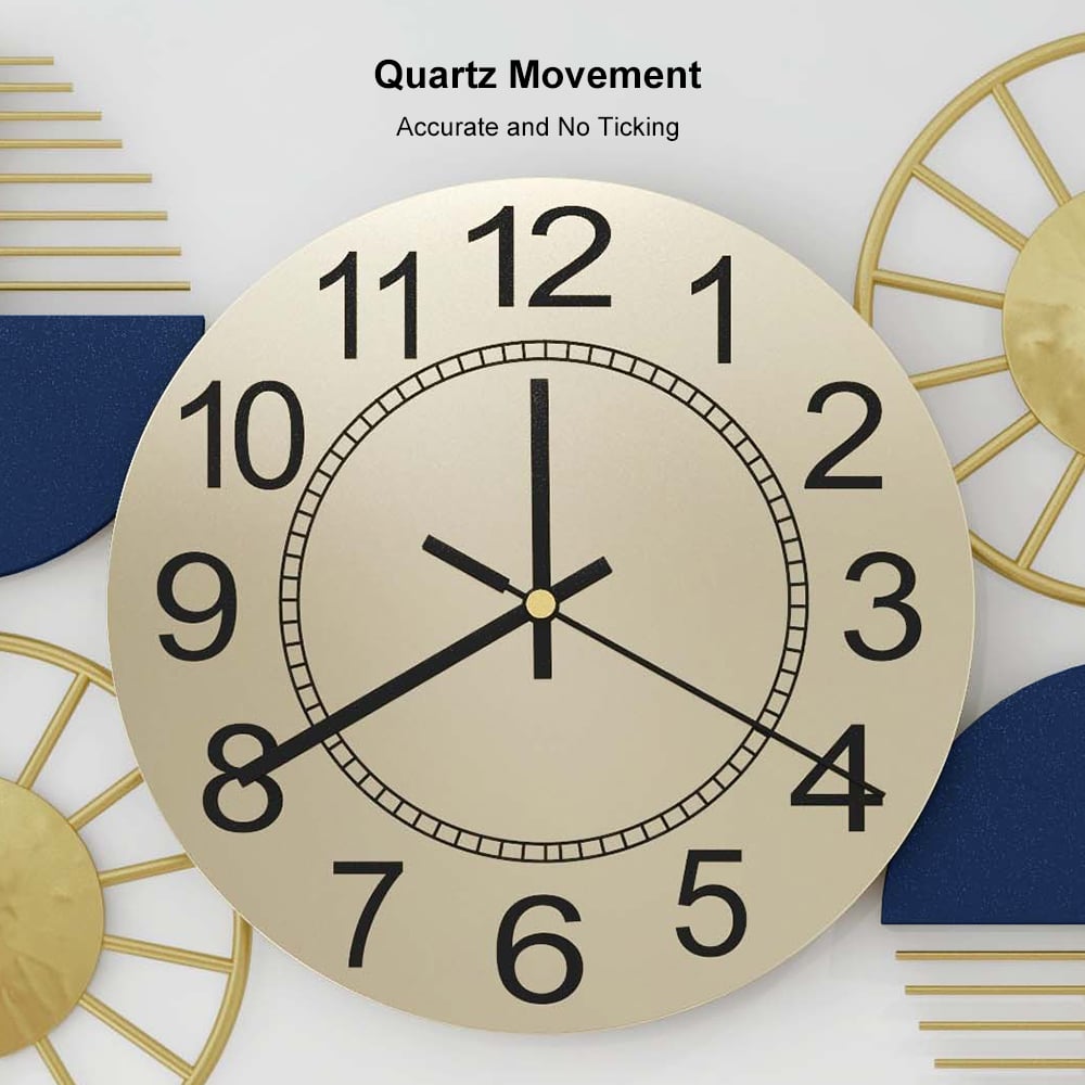 HMR Luxury Wall Clock Decor - Blue/Gold, Style C