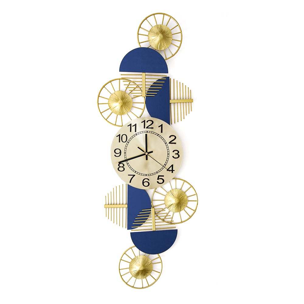 HMR Luxury Wall Clock Decor - Blue/Gold, Style D