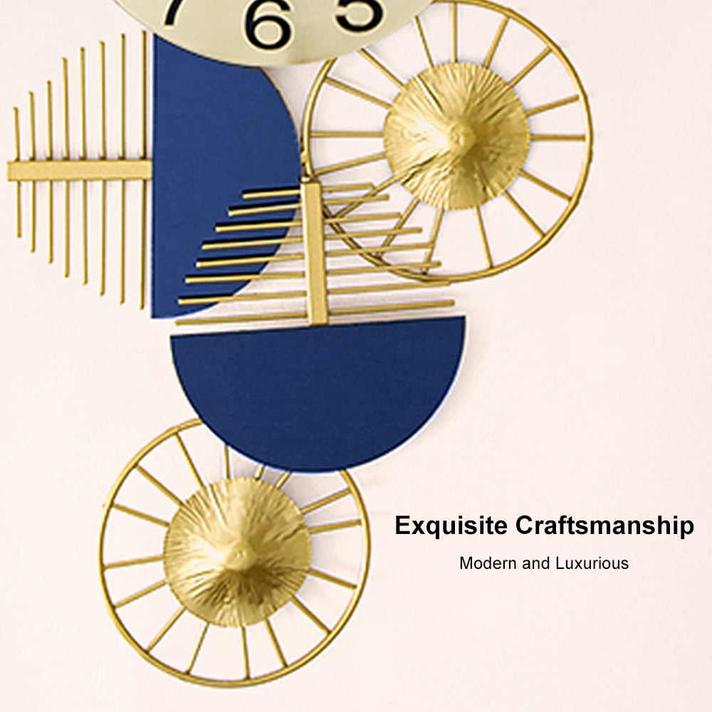 HMR Luxury Wall Clock Decor - Blue/Gold, Style D