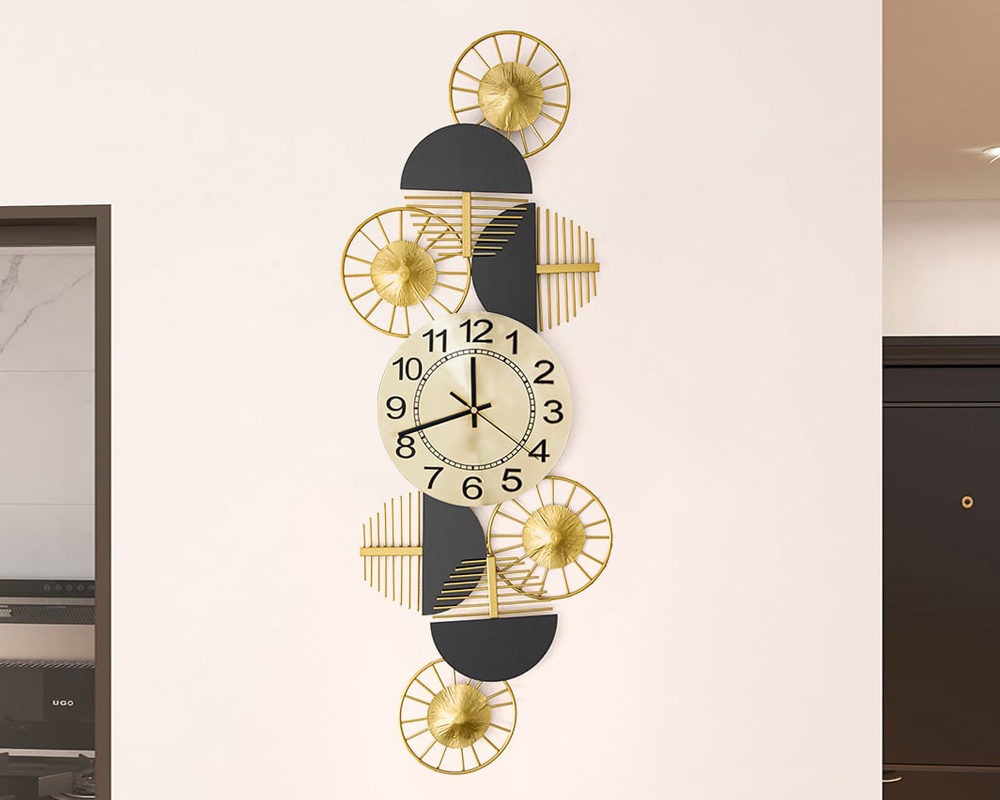 HMR Luxury Wall Clock Decor - Black/Gold, Style B