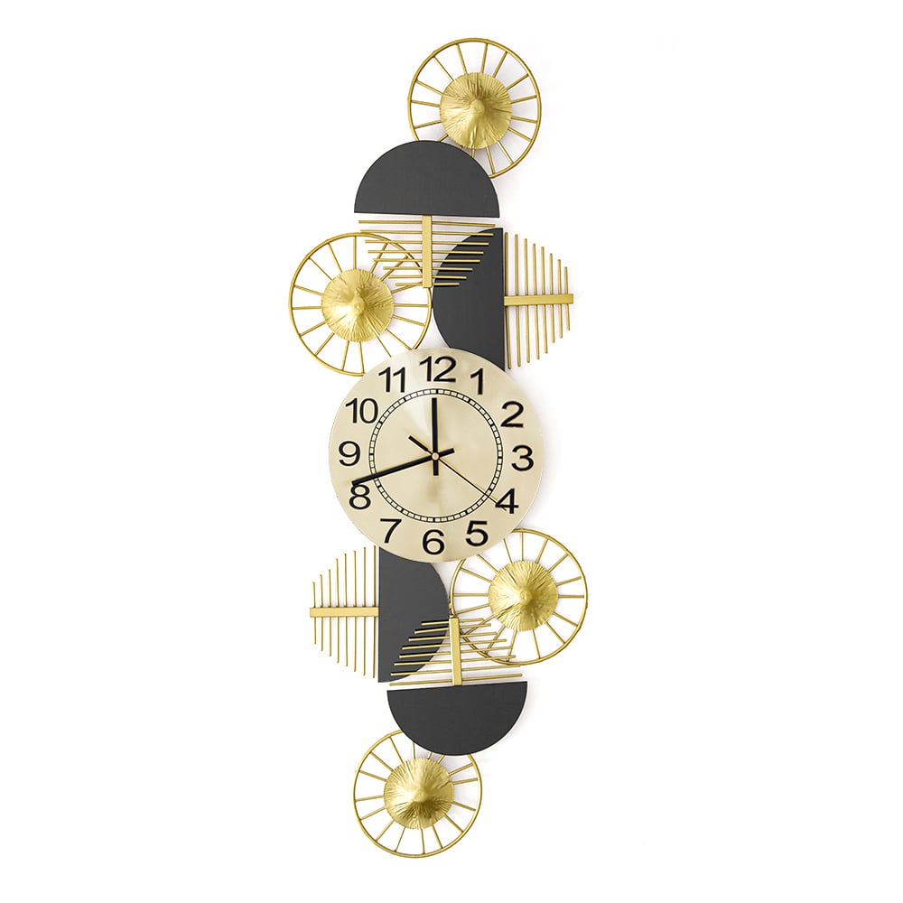 HMR Luxury Wall Clock Decor - Black/Gold, Style B