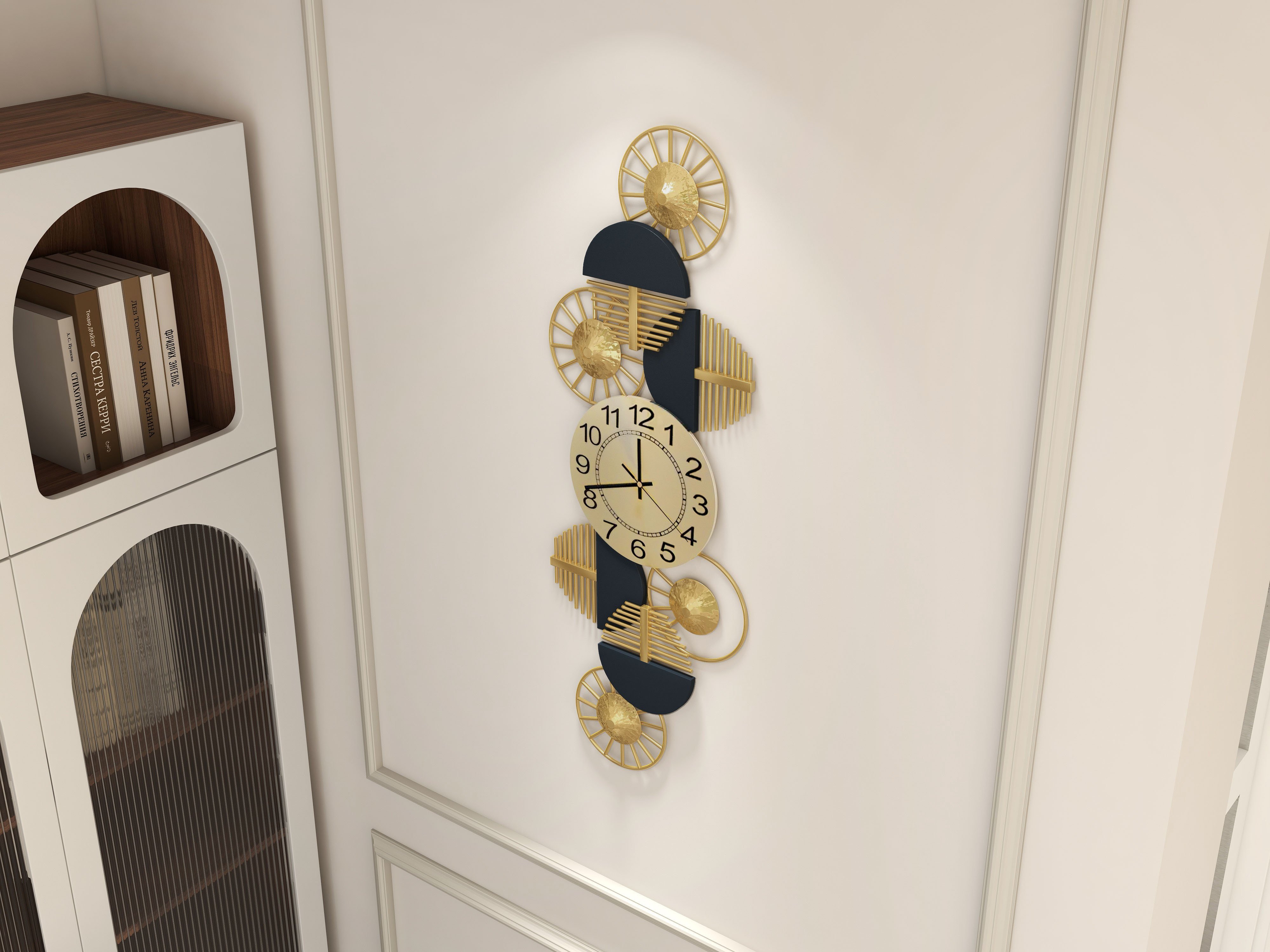 HMR Luxury Wall Clock Decor - Black/Gold, Style B