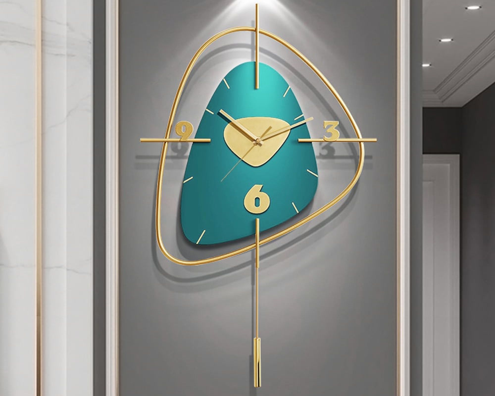 HMR Creative Scandinavian Wall Clock - Gold/Dark Green, Style A