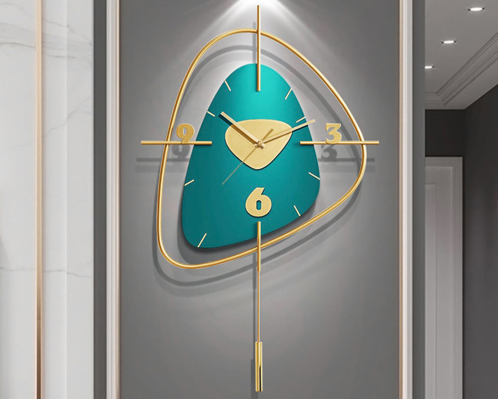 HMR Creative Scandinavian Wall Clock - Gold/Dark Green, Style A