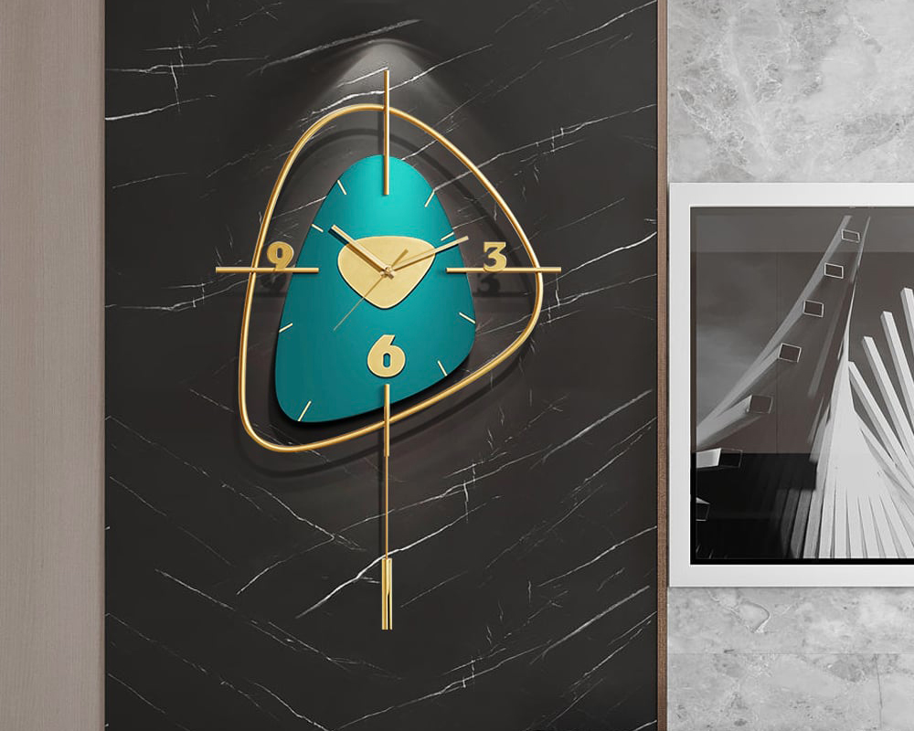 HMR Creative Scandinavian Wall Clock - Gold/Dark Green, Style A
