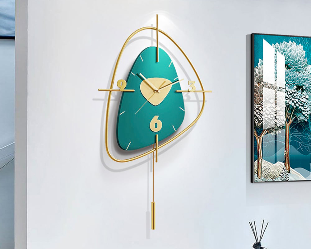 HMR Creative Scandinavian Wall Clock - Gold/Dark Green, Style A