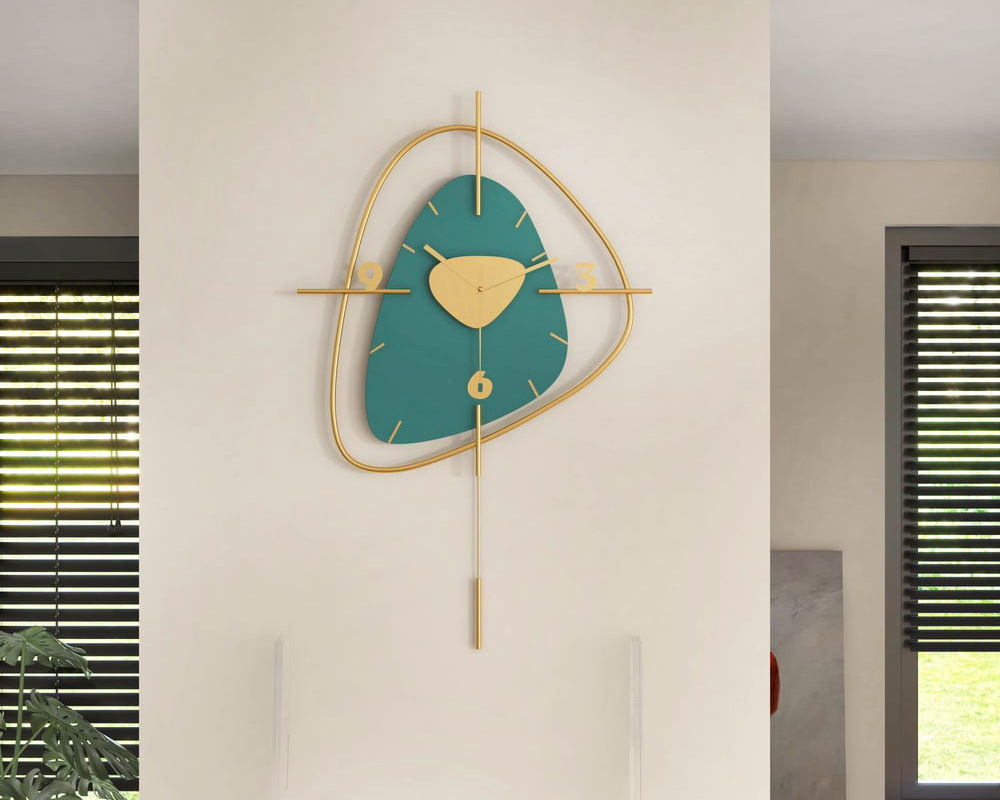 HMR Creative Scandinavian Wall Clock - Gold/Dark Green, Style A