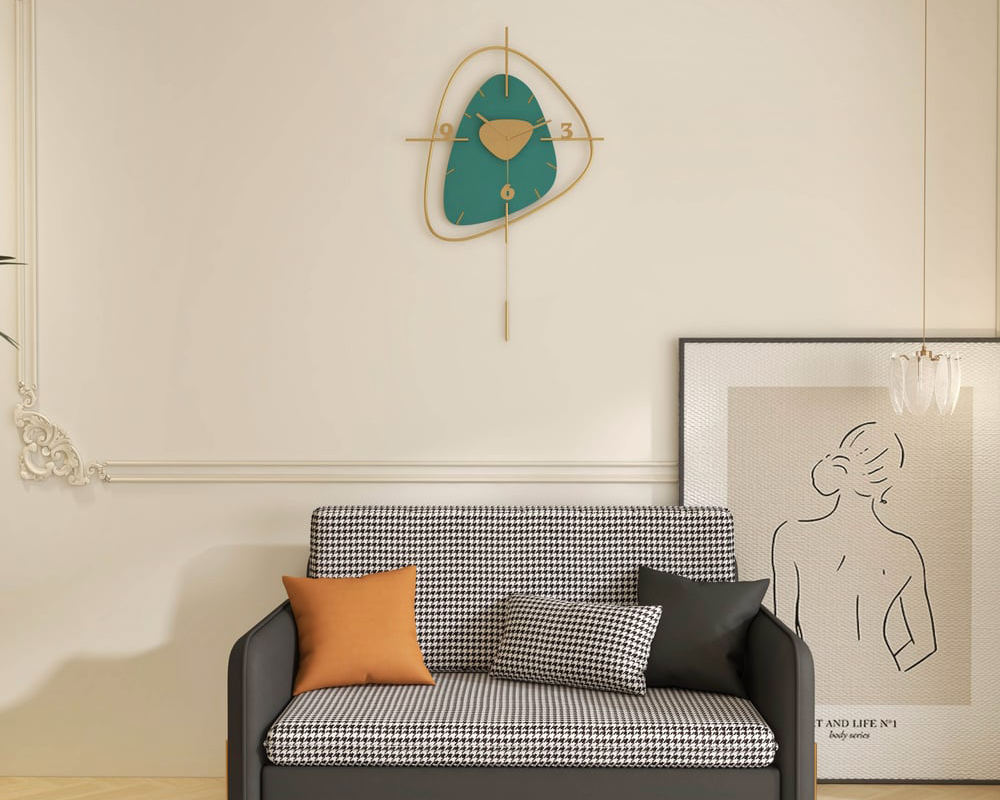 HMR Creative Scandinavian Wall Clock - Gold/Dark Green, Style A