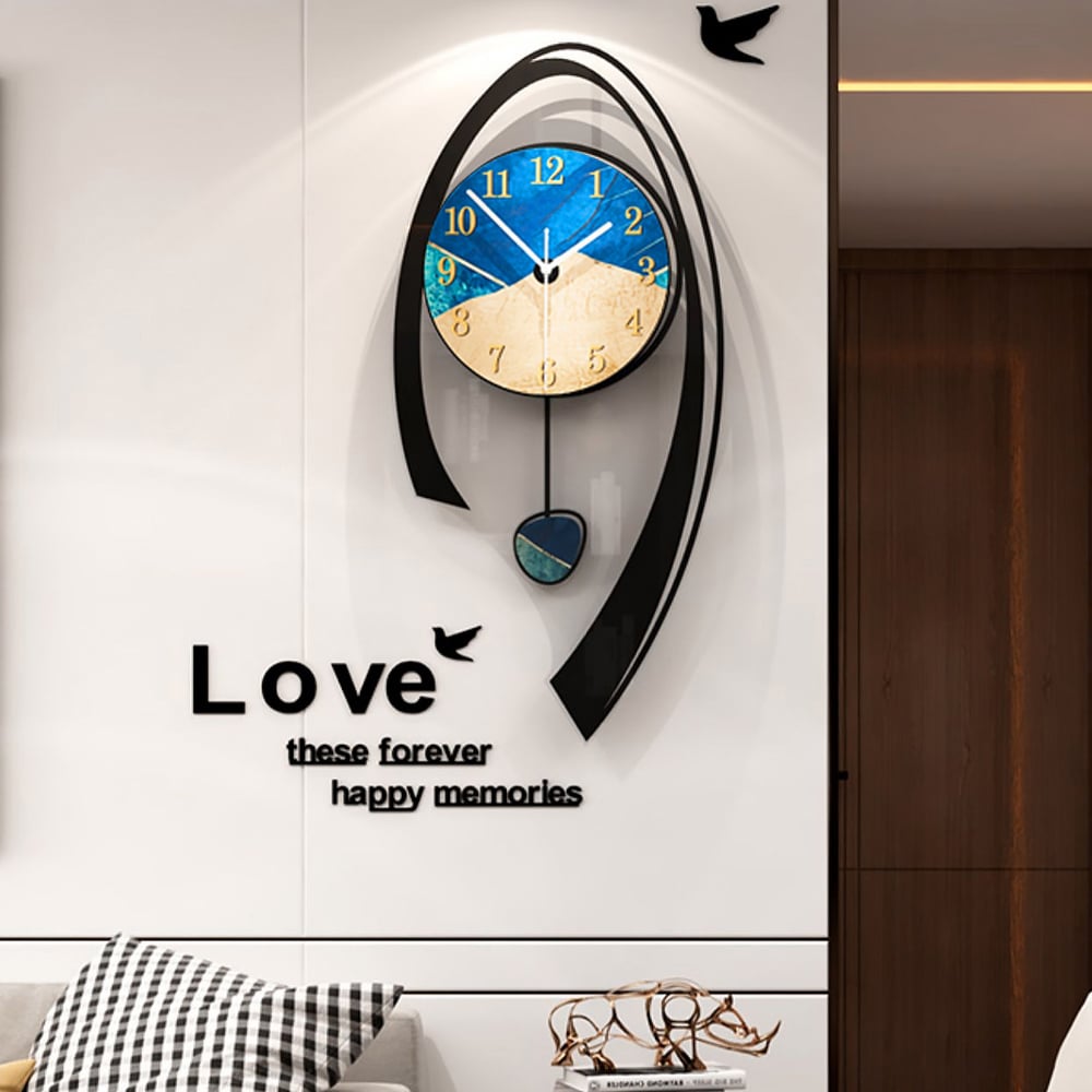 HMR - Wall Clock Home Background Hanging Art in Multi-Color