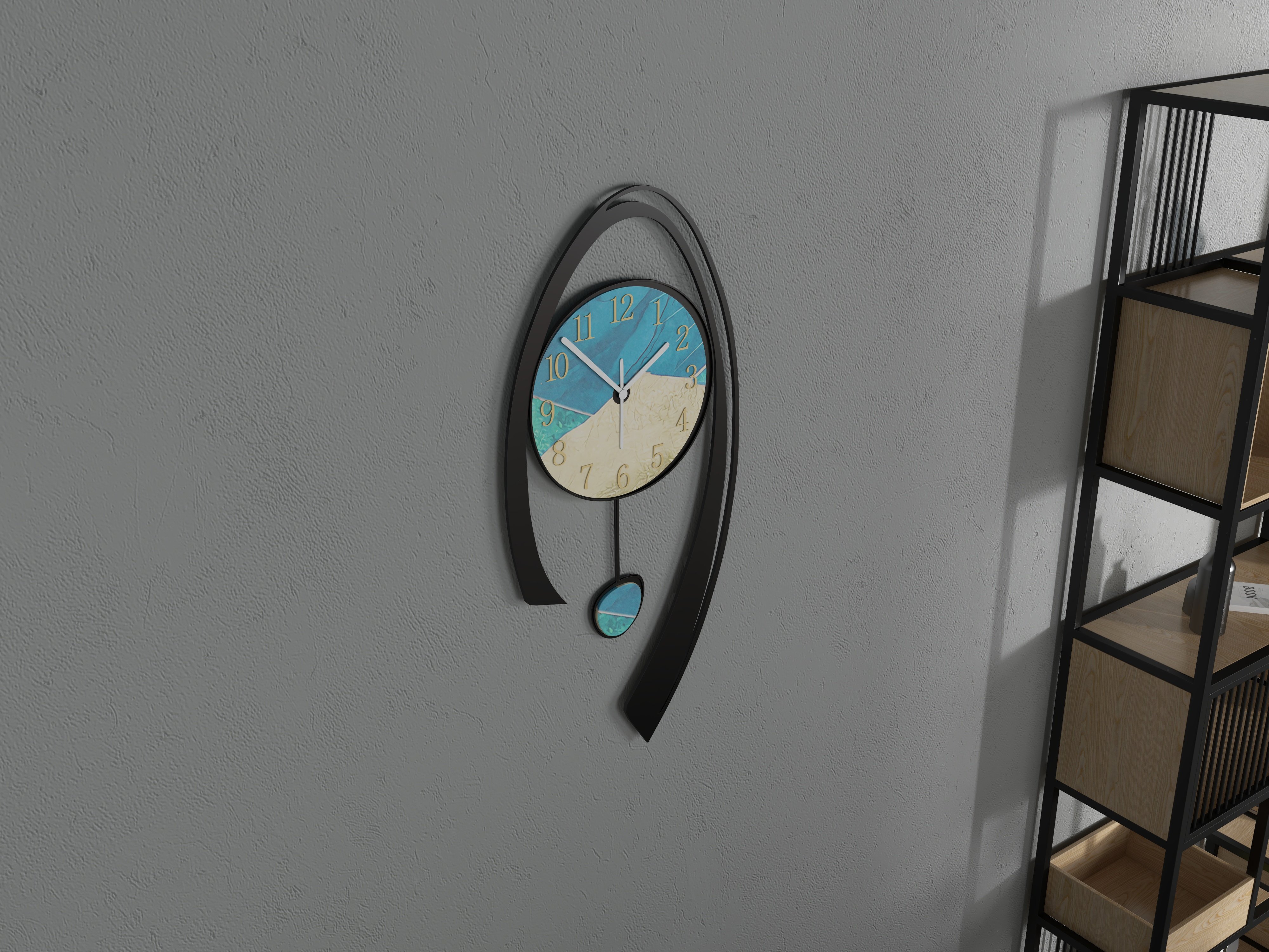HMR - Wall Clock Home Background Hanging Art in Multi-Color