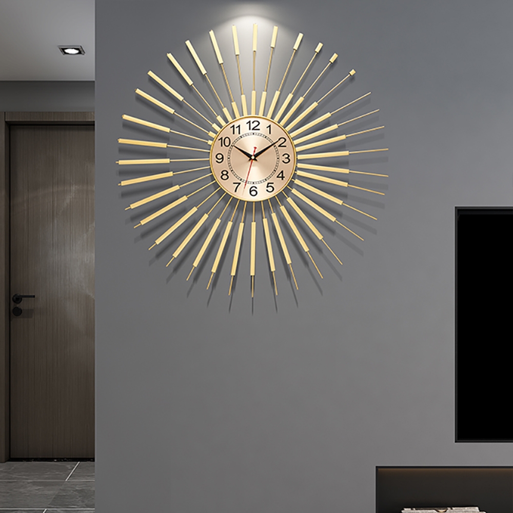 HMR - Oversized 24"L Wall Clock with Helical Shape Metal Frame in Gold