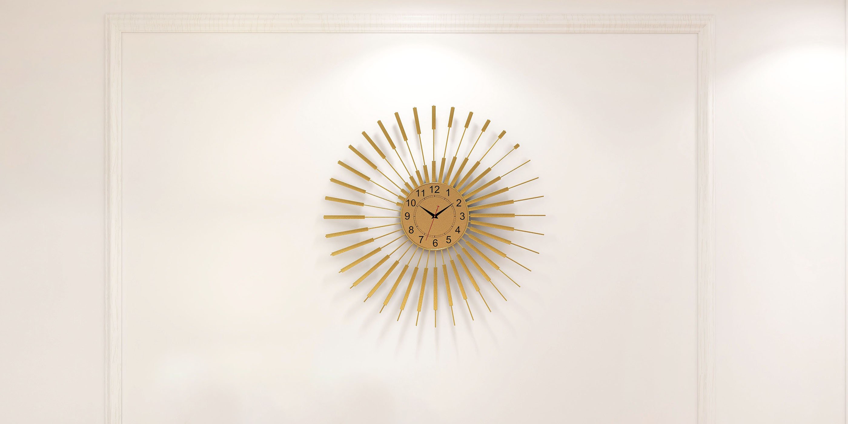 HMR - Oversized 24"L Wall Clock with Helical Shape Metal Frame in Gold