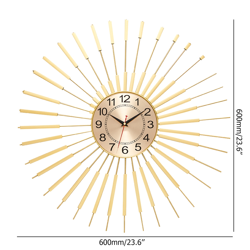 HMR - Oversized 24"L Wall Clock with Helical Shape Metal Frame in Gold