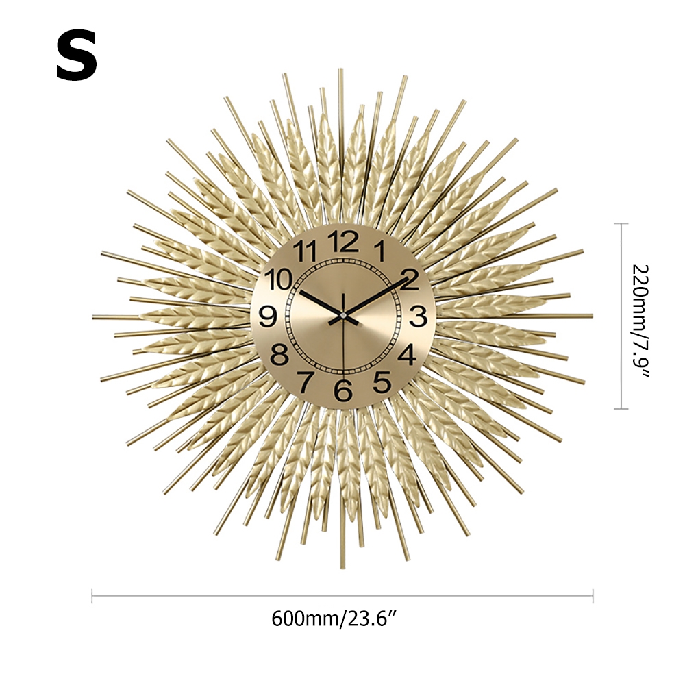 HMR 3D Sunburst Metal Oversized Wall Clock - Gold, Small