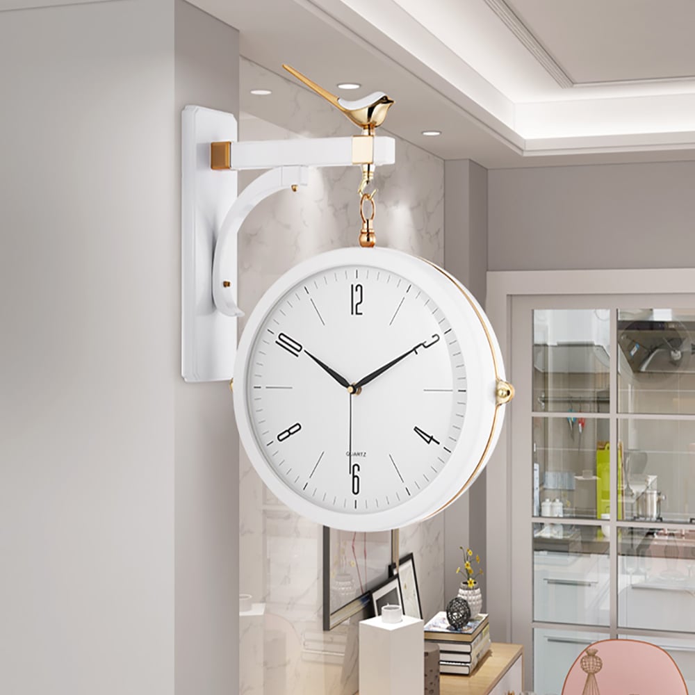 HMR Modern Double-Sided Wall Clock - White