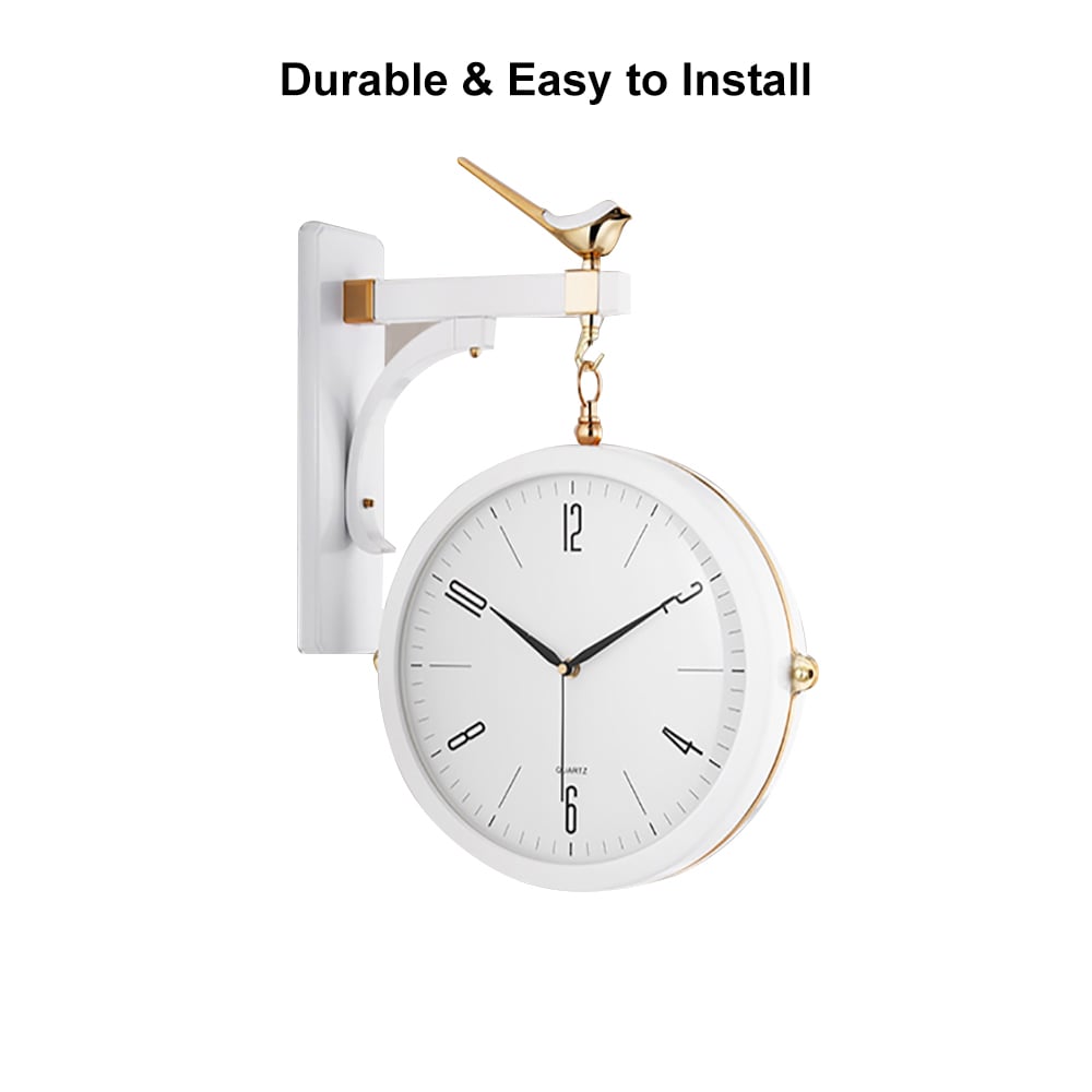HMR Modern Double-Sided Wall Clock - White