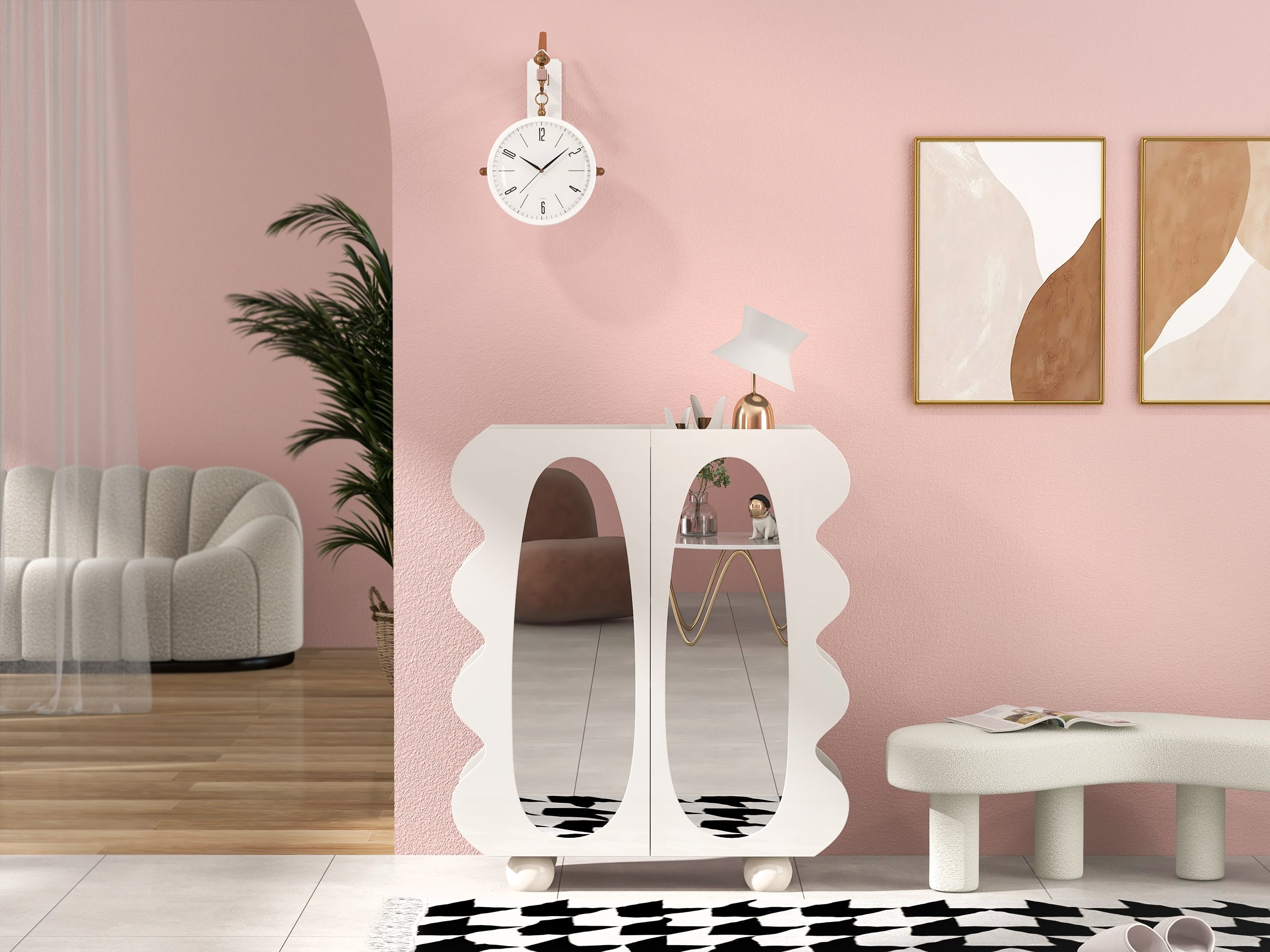 HMR Modern Double-Sided Wall Clock - White