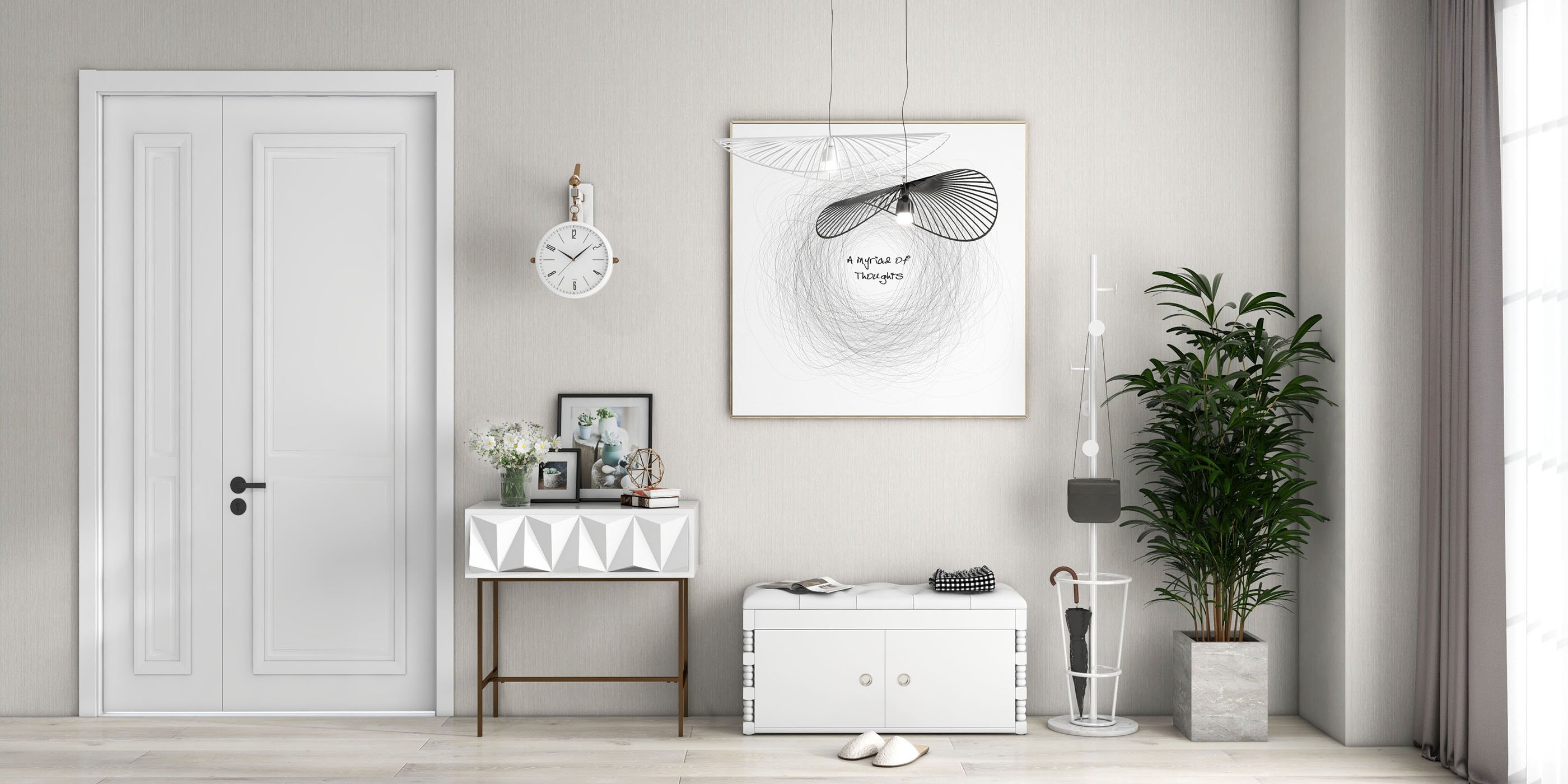 HMR Modern Double-Sided Wall Clock - White