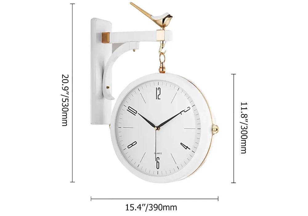 HMR Modern Double-Sided Wall Clock - White