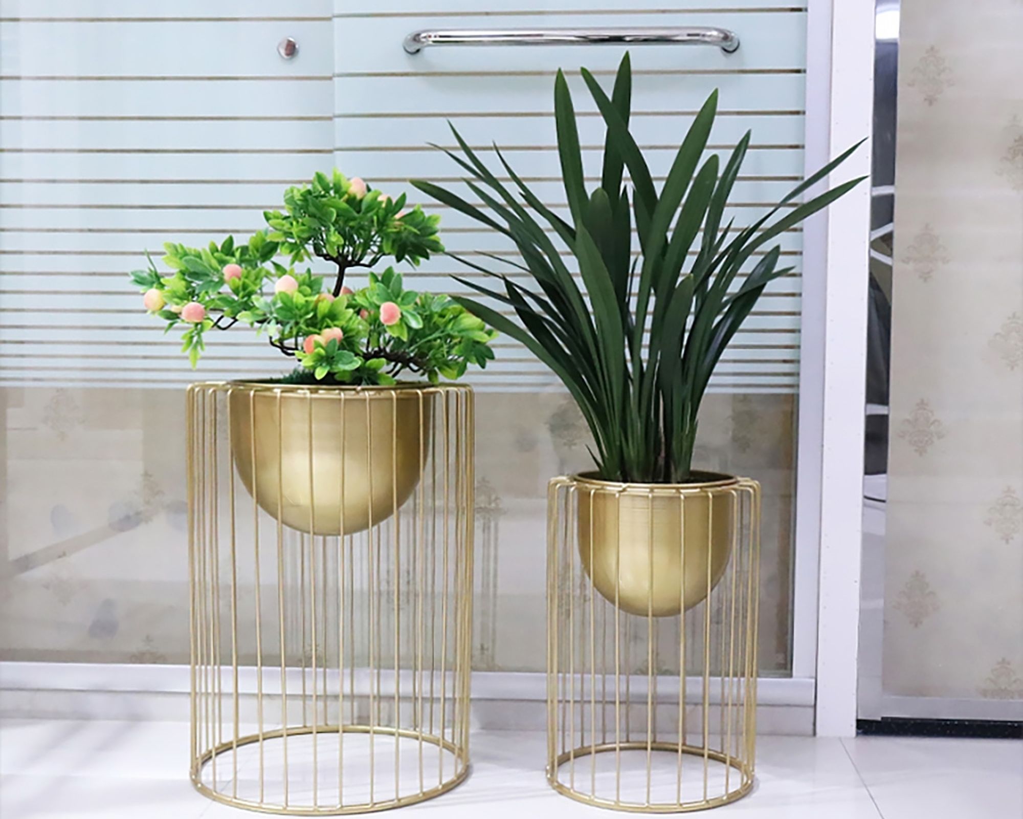 HMR - Modern 19.7" Flower Stand Gold Plant Stand for Flower Stand