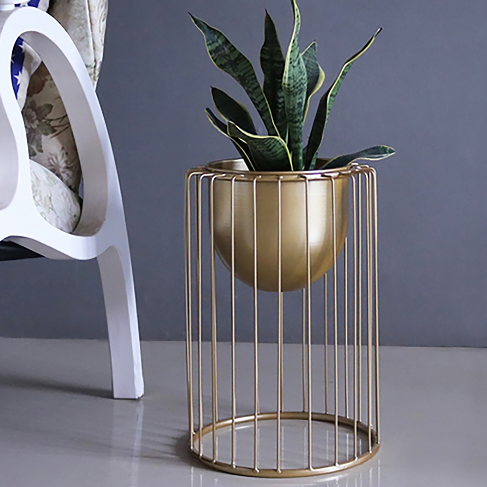 HMR Modern 19.7" Flower Stand Gold Plant Stand for Flower Stand - Gold