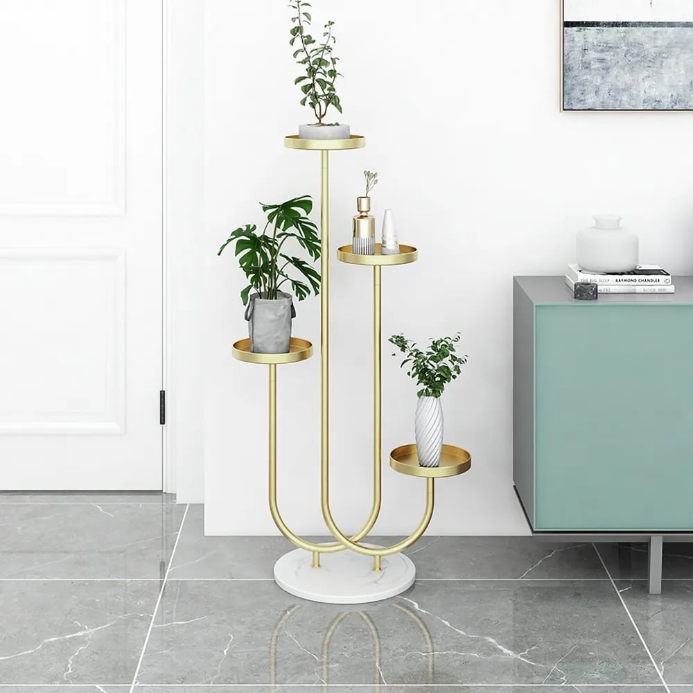 HMR - Metal Gold Plant Pot for Indoor in Large in 4-Shelf