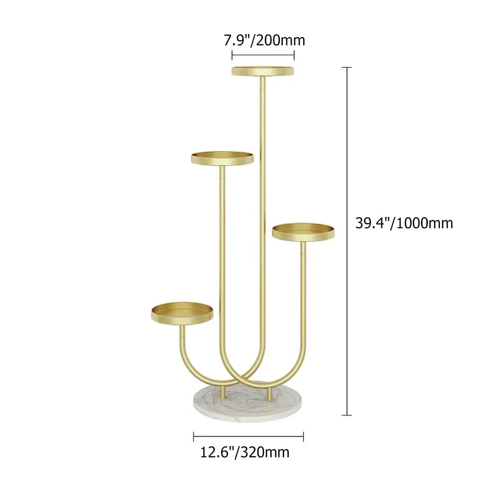 HMR - Metal Gold Plant Pot for Indoor in Large in 4-Shelf