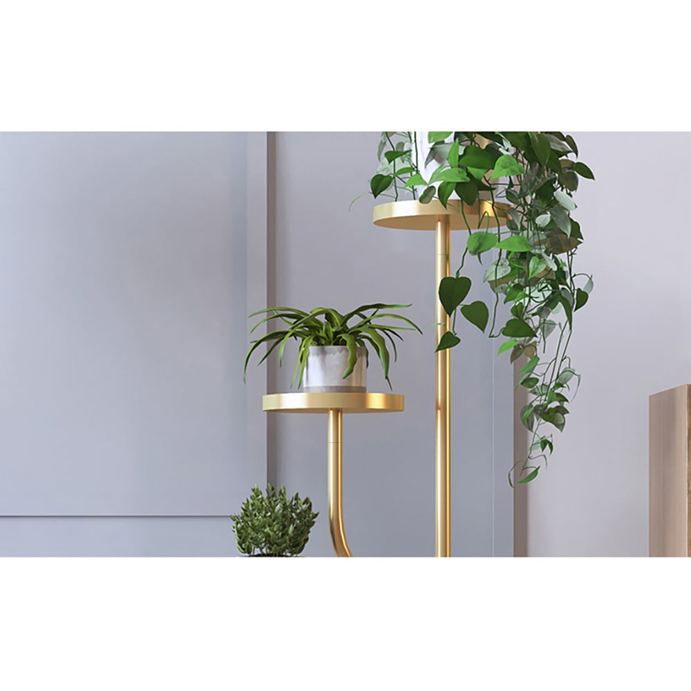 HMR - 42.5" 3-Tier Modern Tall Metal Plant Stand in Gold